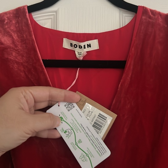 Boden Elise Midi Red Velvet Dress size 12 NWT - Picture 6 of 7